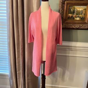 $248 NWOT Eileen Fisher Open Front Pink Linen Knit Cardigan Sweater Size SMALL